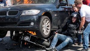 AI Generated - People Rescue a Motorcyclist